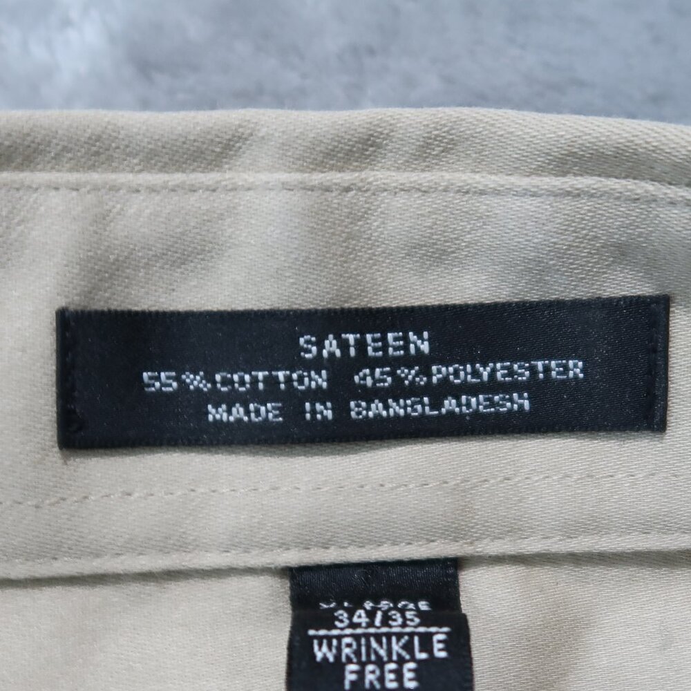 Geoffrey Beene Fitted Button Down Mens Wrinkle Free Sateen Shirt Cream Tan XL - Picture 7 of 12